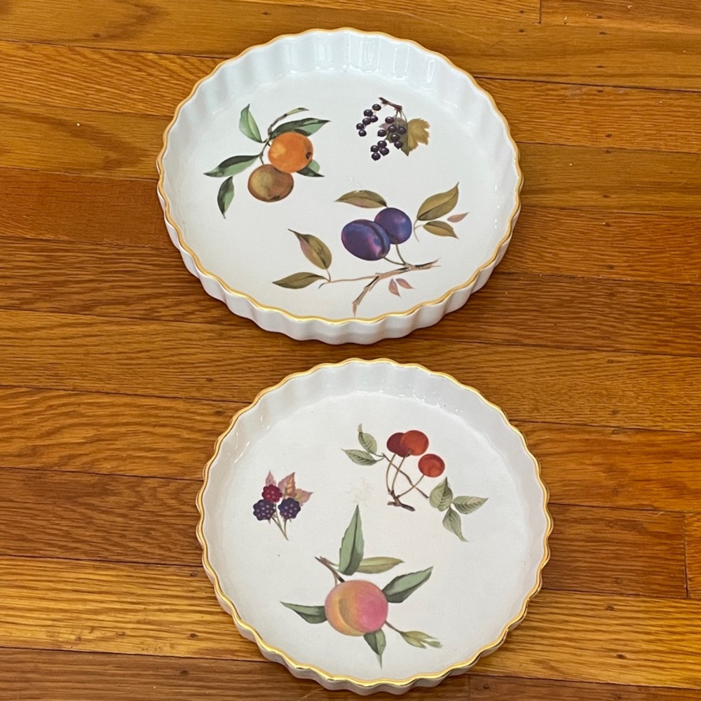 Vintage Royal Worcester Fruit Design Quiche Pie Tart Oven to Table Dishes